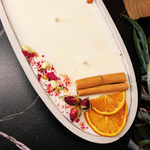 Design-Betonkerze "Grey Ship" (29cm) – Vanilla Toffee & Blüten-Topping