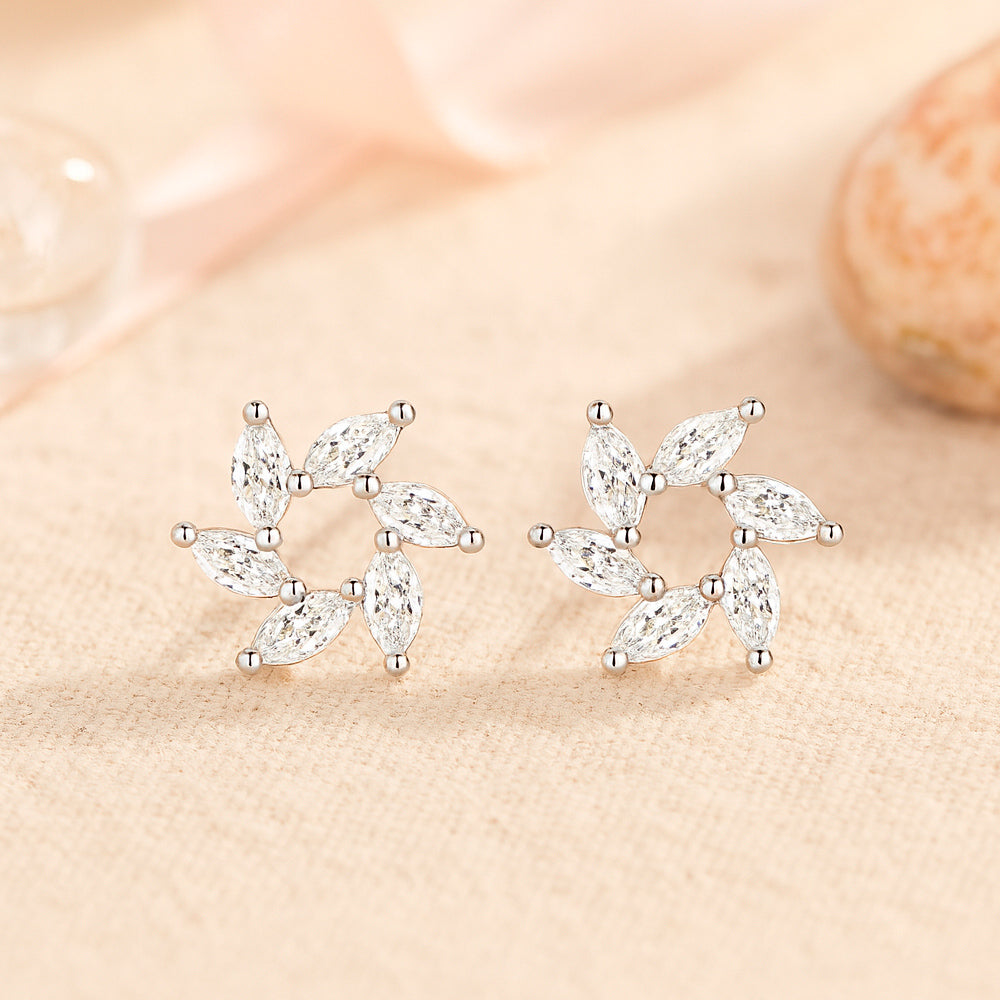 Ohrstecker aus 925er Sterling-Silber, Mini-Zirkonia-Blume