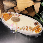 Design-Betonkerze "Grey Ship" (29cm) – Vanilla Toffee & Blüten-Topping