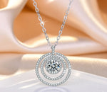 Kette mit Anhänger aus 925er Sterling-Silber, Kristall in Kreisen