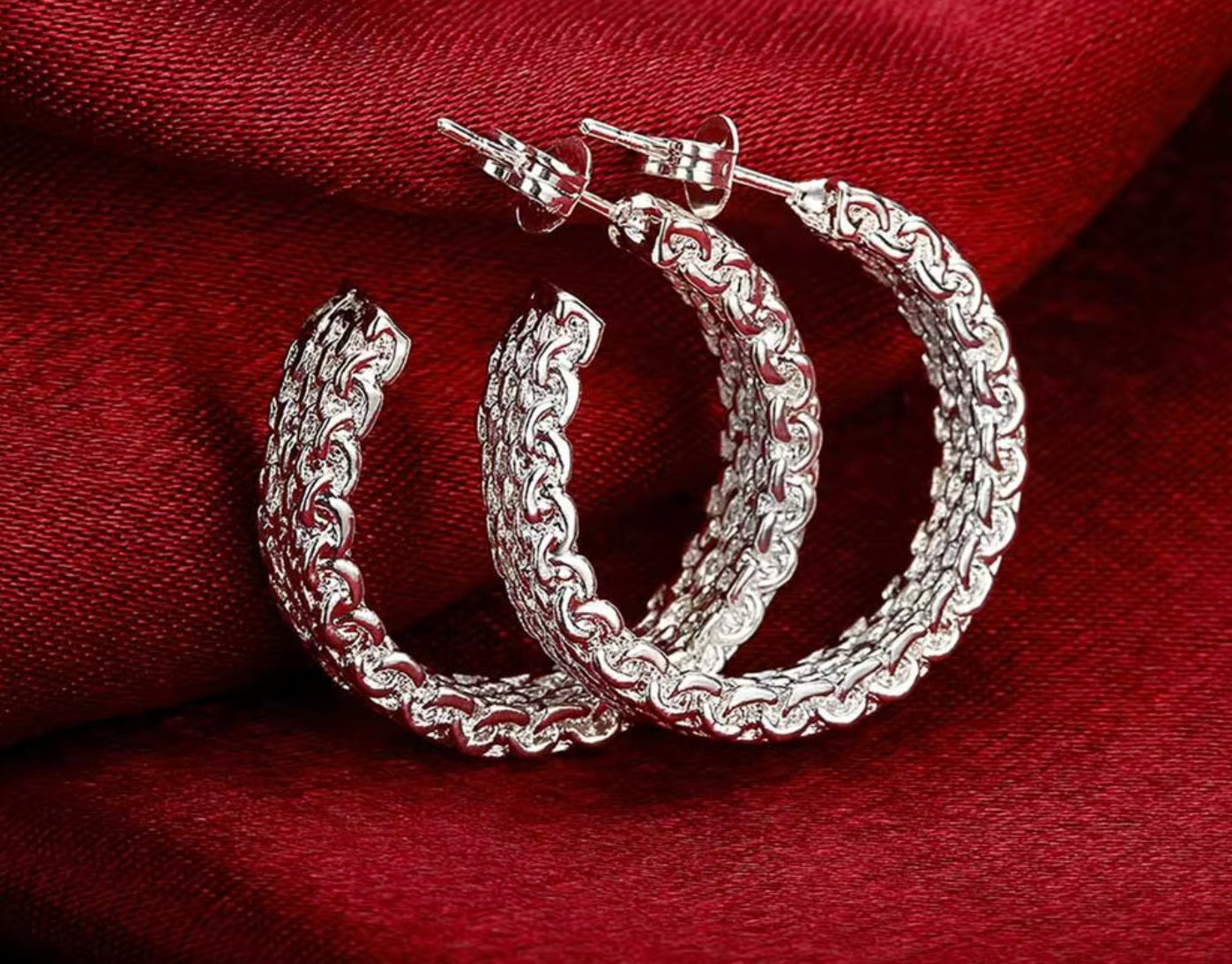 Ohrringe aus 925er Sterling-Silber, Creolen