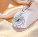 Kette mit Anhänger aus 925er Sterling-Silber, Kristall in Kreisen