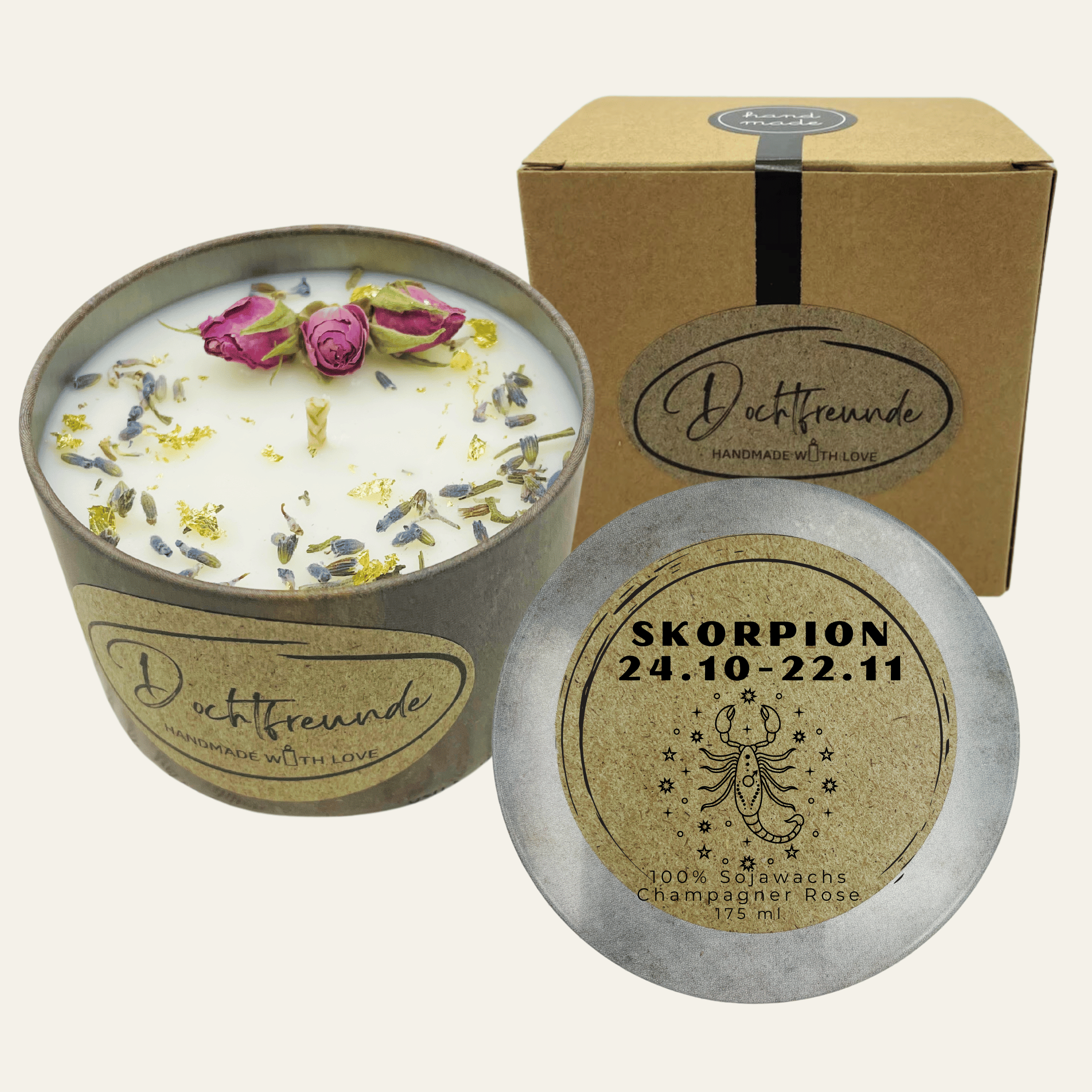 Sternzeichen Skorpion Duftkerze - Handgemachte Sojawachs-Kerze - Personalisiertes Astrologie-Geschenk