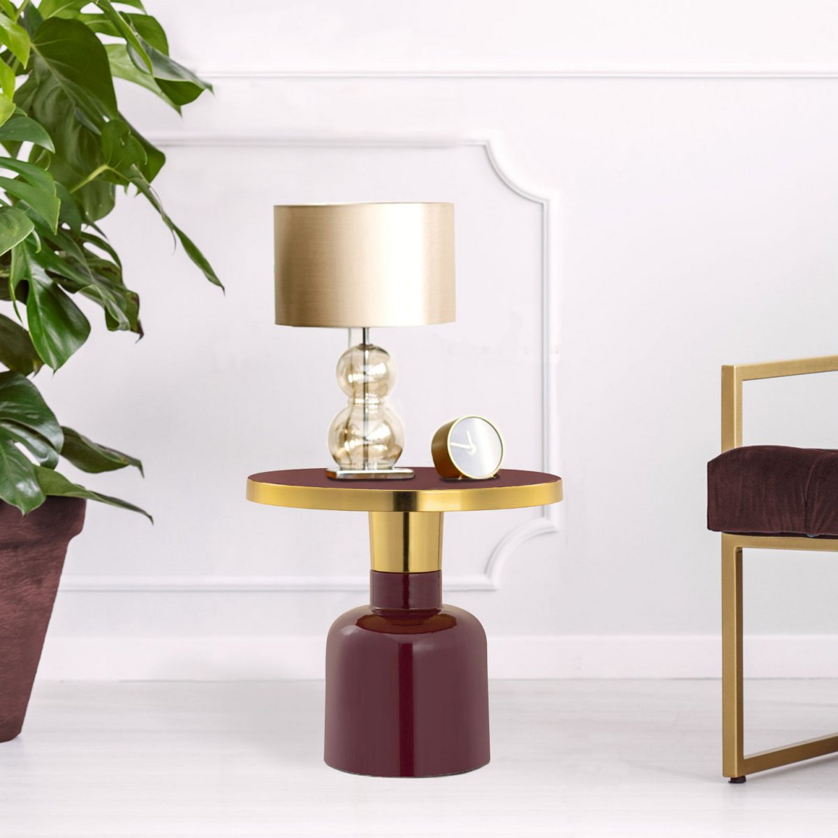 Beistelltisch rund ø 45 H 45 cm Dekotisch Lampentisch Sofatisch Glam Tisch Metall und Emaille