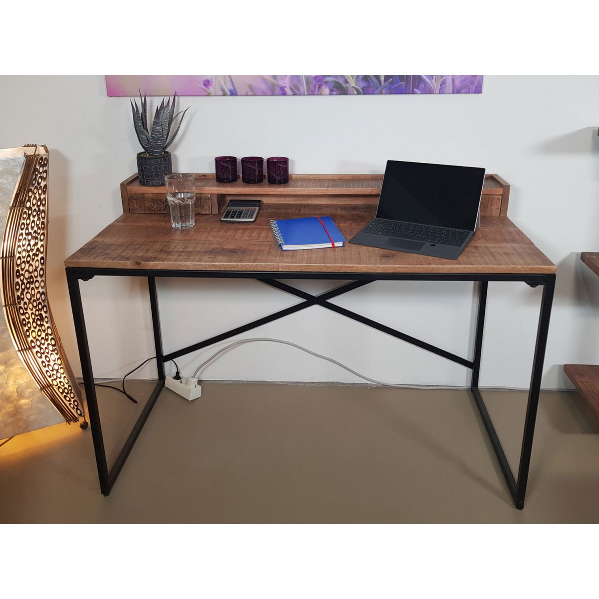 Industrial Schreibtisch Computertisch - 120x88x55cm - Liverpool - Metall-Gestell schwarz