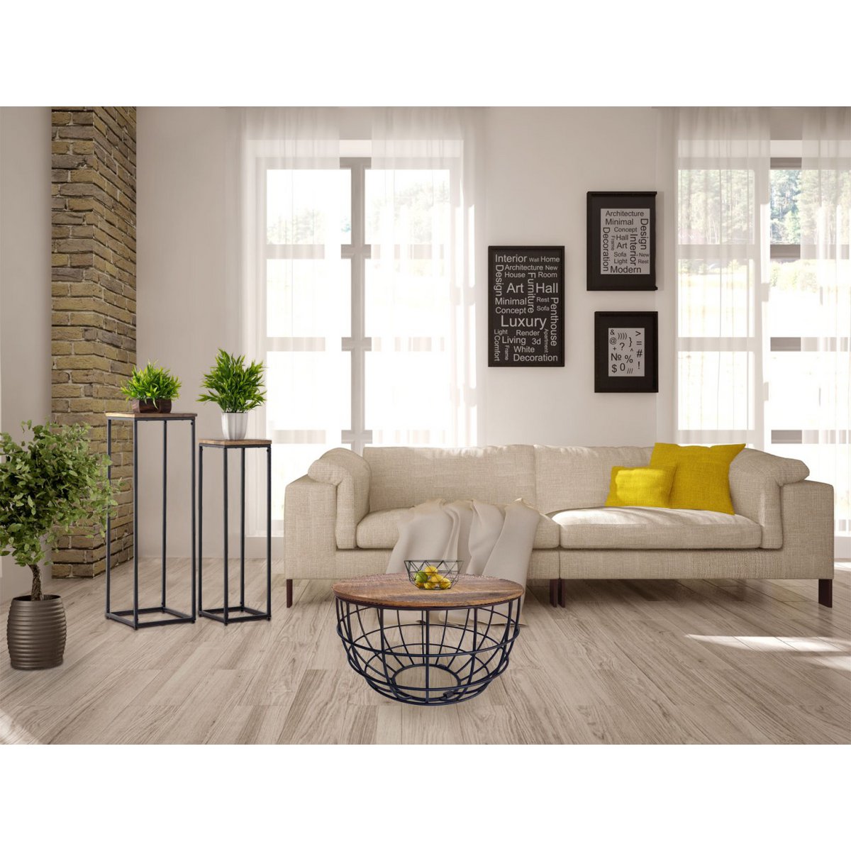 Blumensäulen Set - 25 x 20 x 78 u. 67 cm - Blumen Hocker Pflanzenständer quadratisch