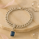 Armband aus 925er Sterling-Silber, Gliederarmband mit blauem Stein