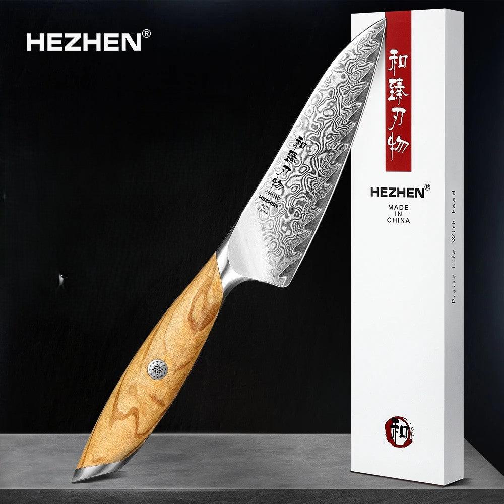 HEZHEN Utility Damastmesser Flagship 5" | 73 Lagen - Holzgriff und Geschenkbox