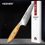 HEZHEN Utility Damastmesser Flagship 5" | 73 Lagen - Holzgriff und Geschenkbox