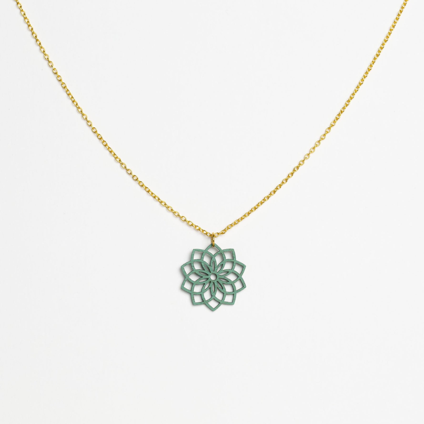 Halskette mit Holzanhänger - 'Mandala'