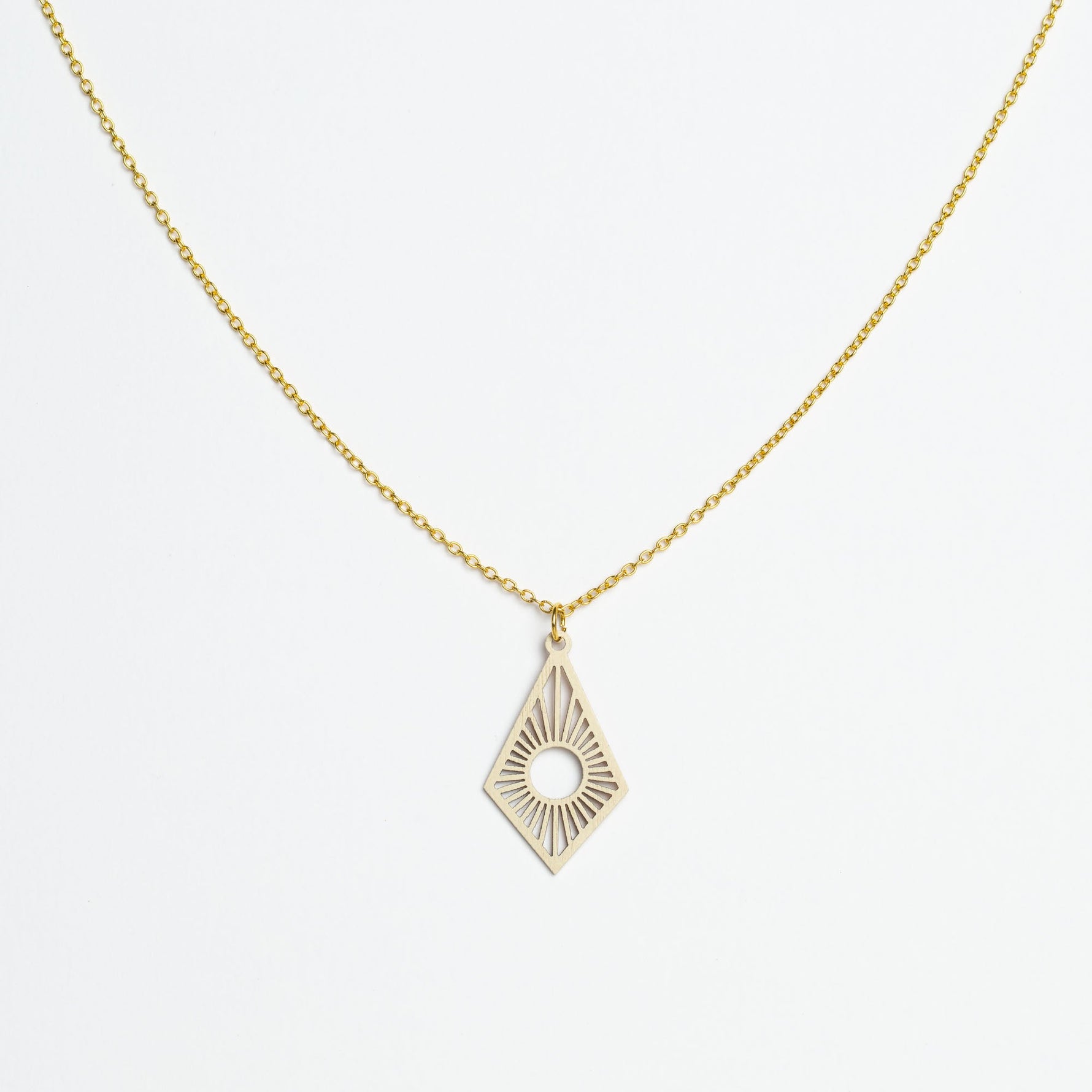 Halskette mit Holzanhänger - 'Sunrise'