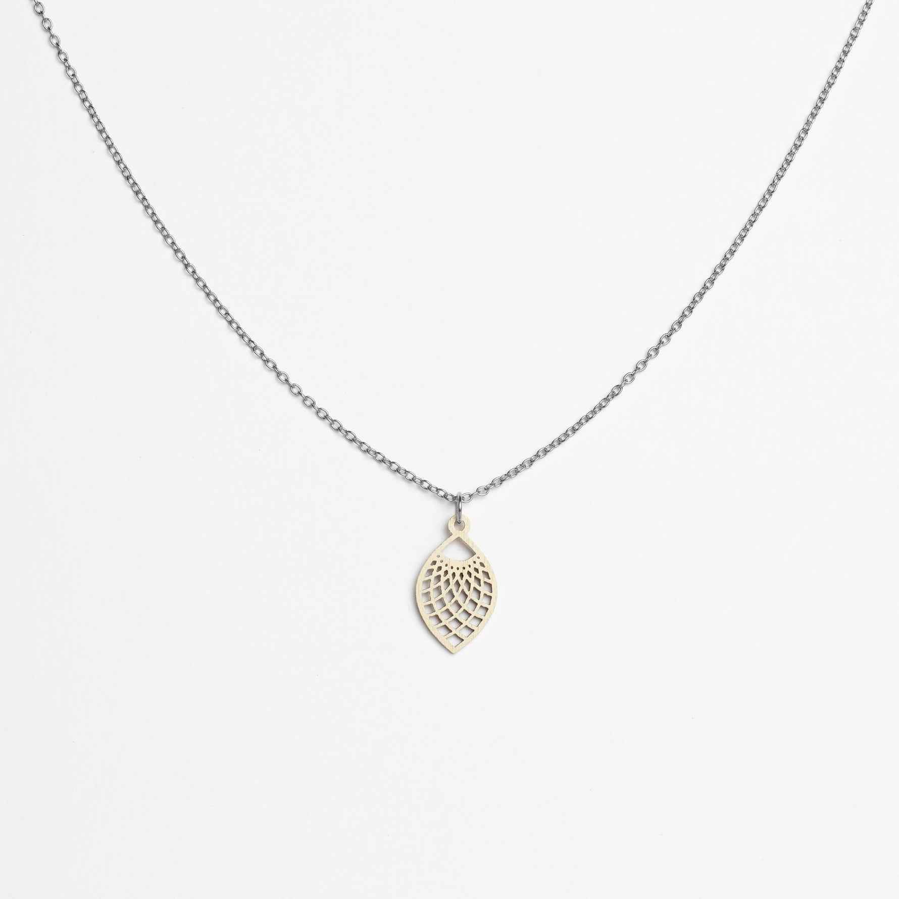 Halskette mit Holzanhänger - 'Leaf'