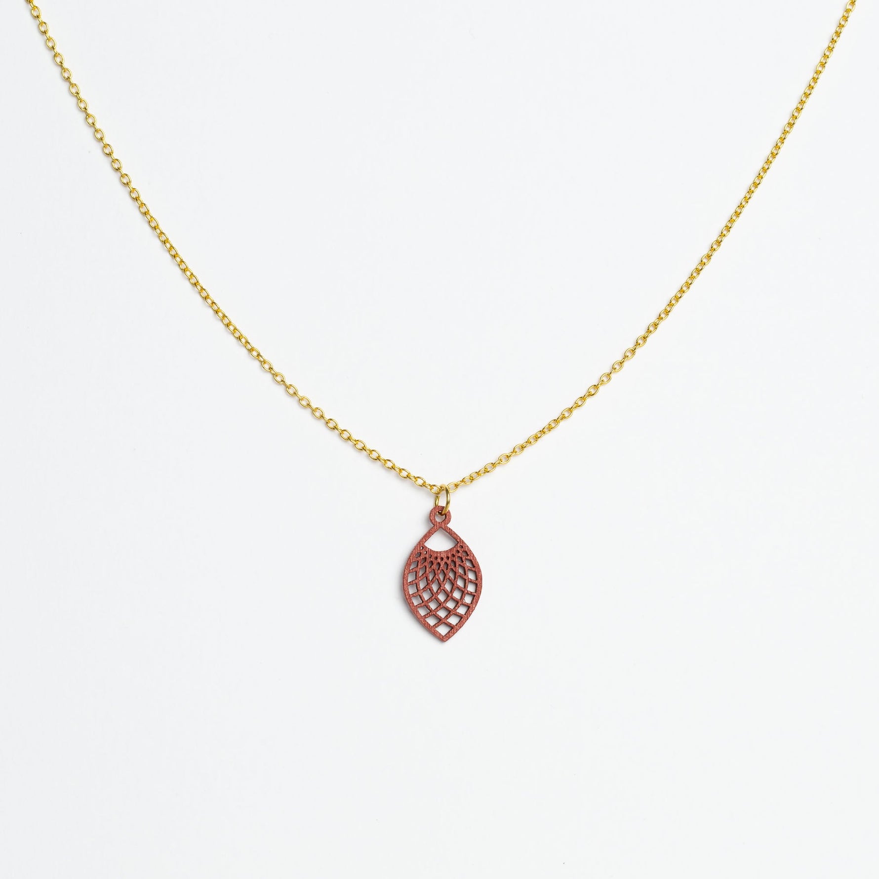 Halskette mit Holzanhänger - 'Leaf'