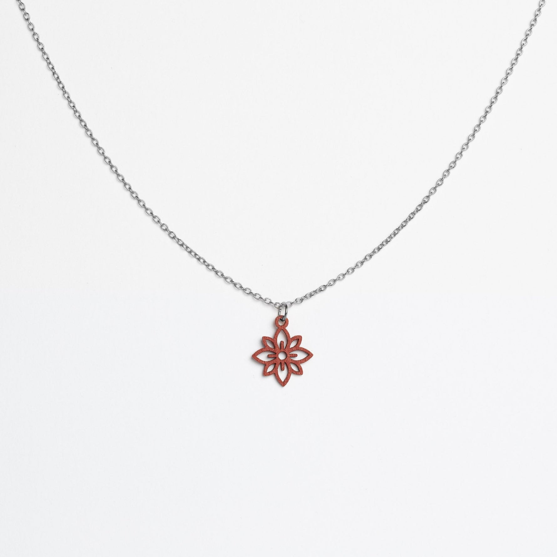 Halskette mit Holzanhänger - 'Flower mini'