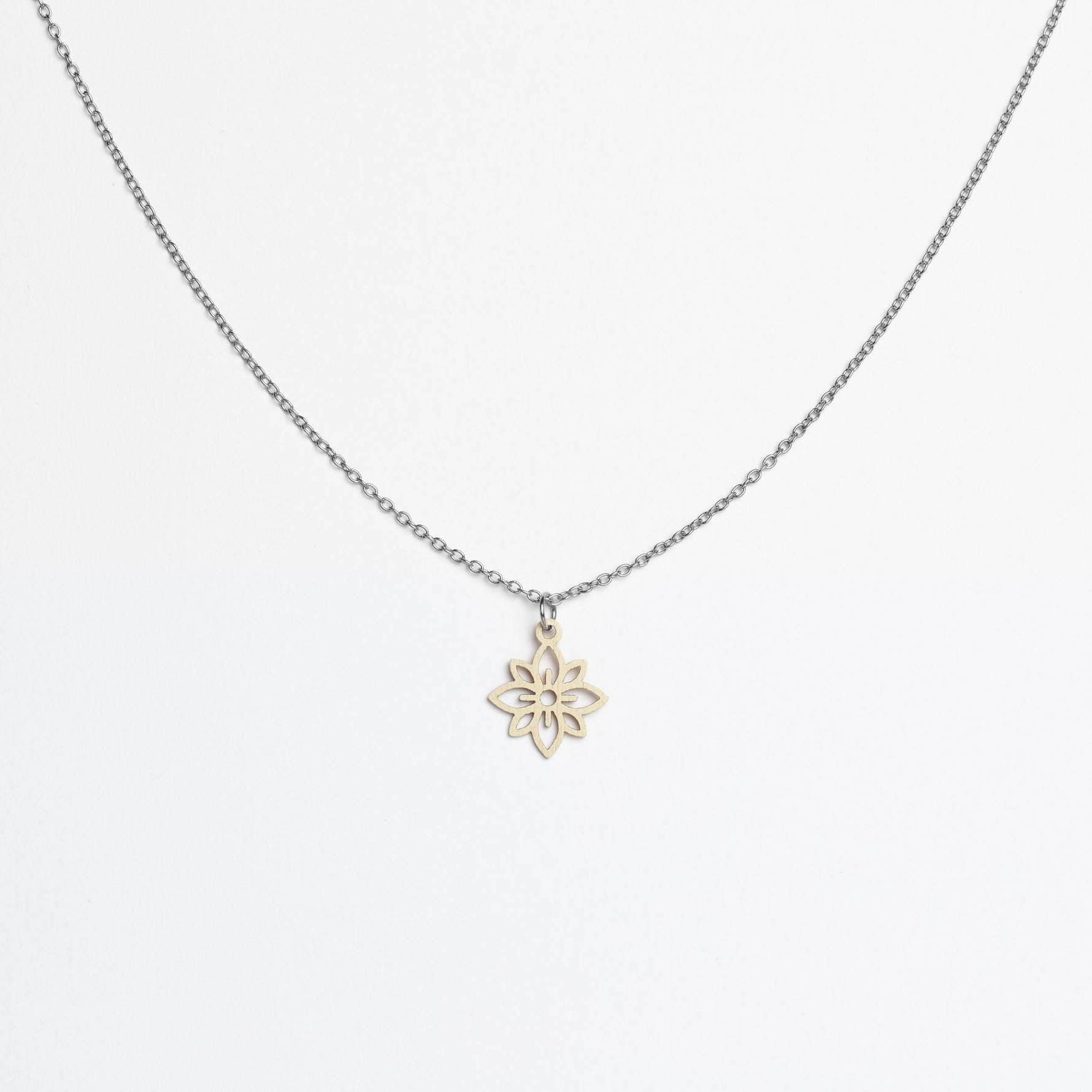 Halskette mit Holzanhänger - 'Flower mini'