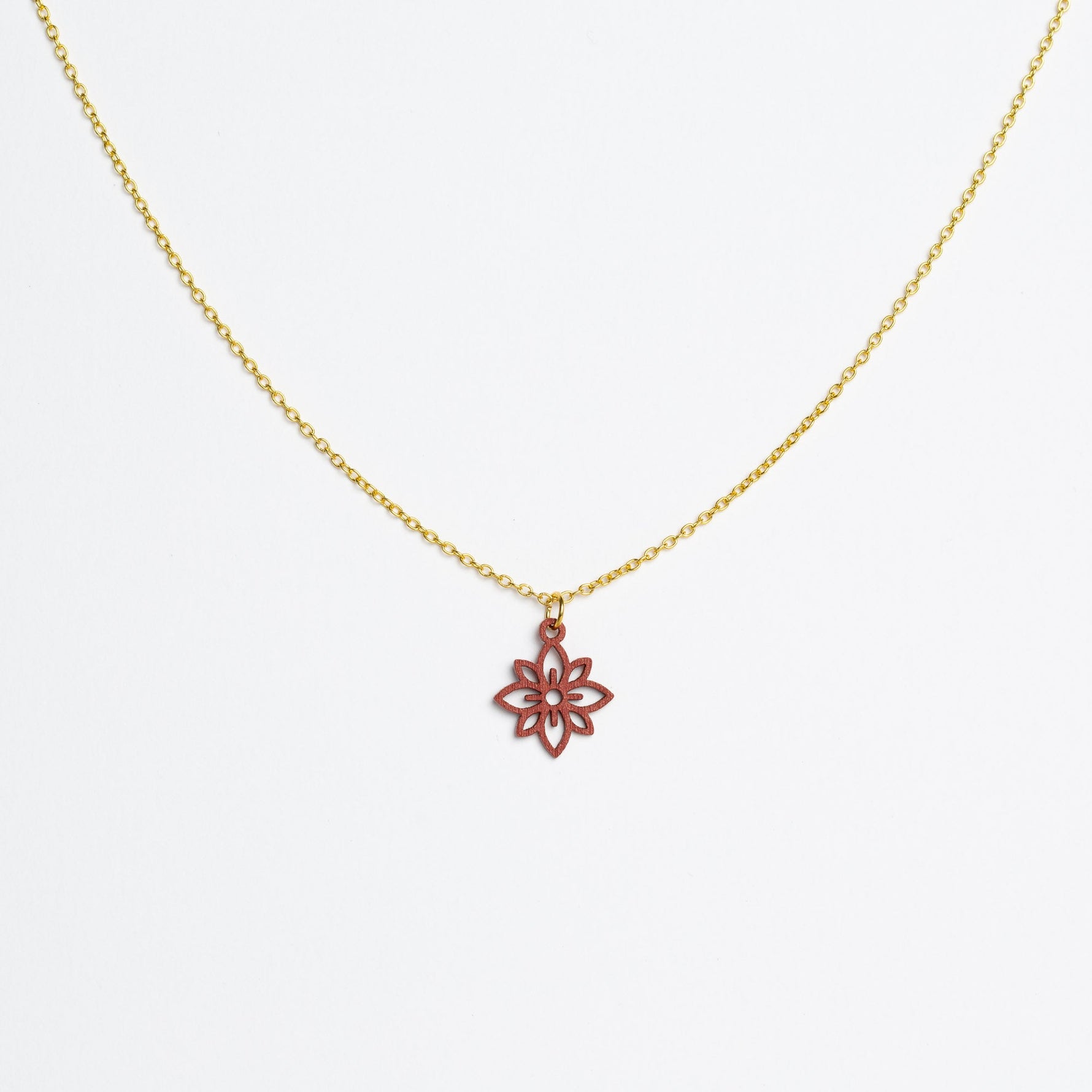 Halskette mit Holzanhänger - 'Flower mini'