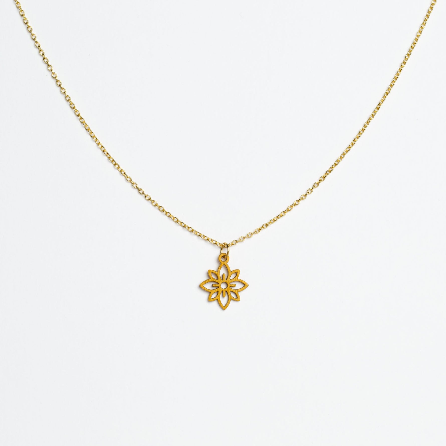 Halskette mit Holzanhänger - 'Flower mini'