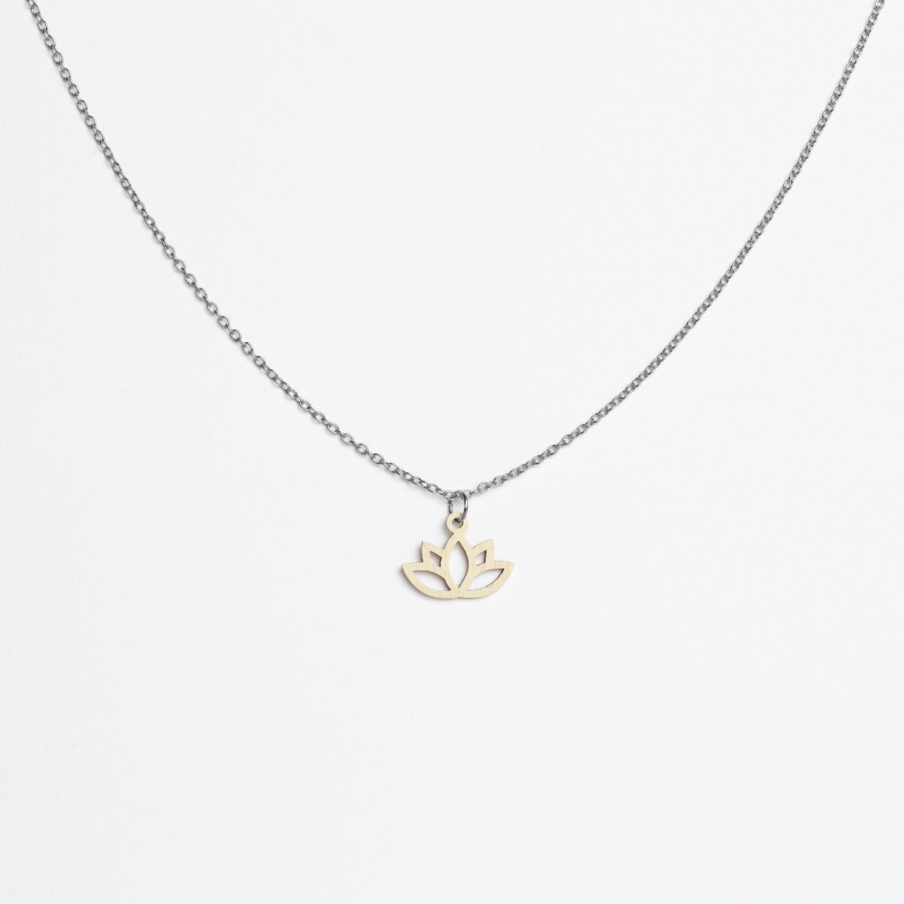 Halskette mit Holzanhänger - 'Lotus'