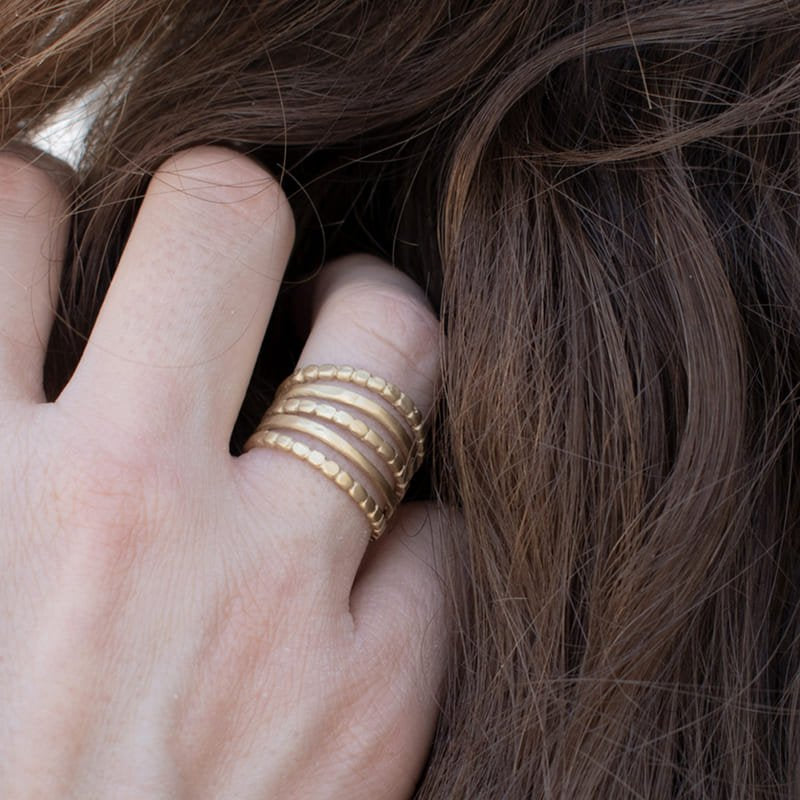 Ring Camu Five, in silber und gold