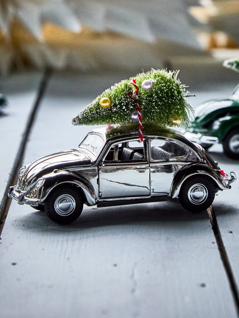 Dekoauto Xmas car silber 12,5cm