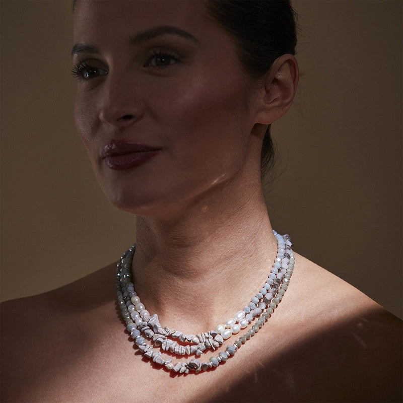 Halskette kurz Gemma grau