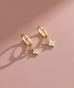 Ohrringe aus 925er Sterling-Silber, vierblättrige Blume