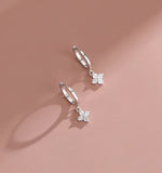 Ohrringe aus 925er Sterling-Silber, vierblättrige Blume