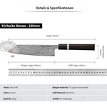 TURWHO Kiritsuke Damastmesser 7 Zoll - 17,8 cm | 73-Lagen Damaststahl