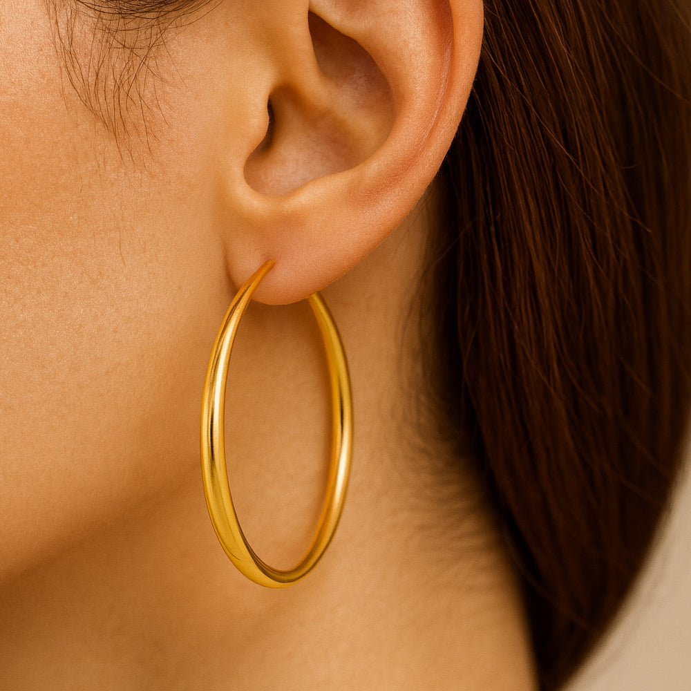 Ohrringe aus 925er Sterling-Silber, vergoldete Creolen, verschiedene Größen