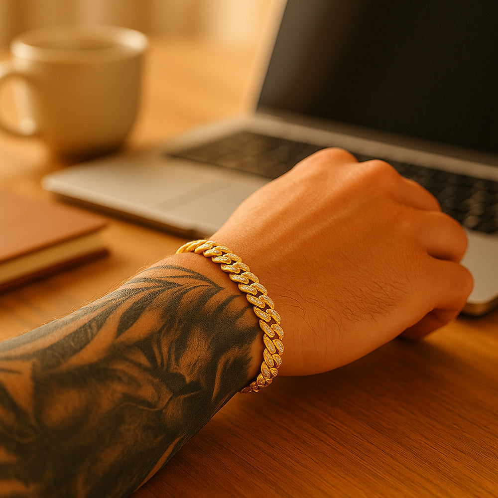 Armband aus Edelstahl, Gliederarmband mit Zirkonia