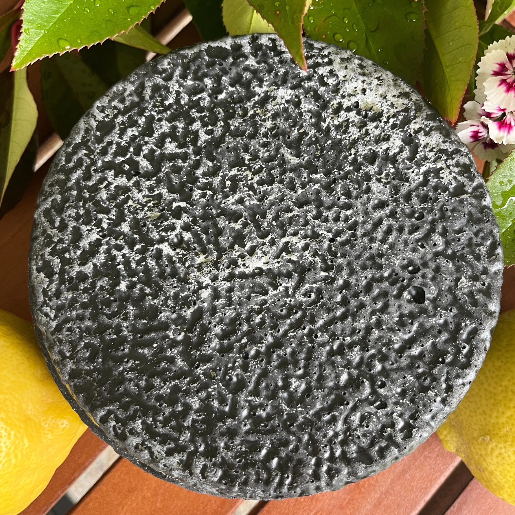Black Edition HANDGEMACHTE Citronella BETONKERZE - Stilvolle Sojawachskerze für Ihr Zuhause. Outdoor Kerze mit Blütenverzierung und HOCHWERTIGEM Holzdocht aus dem Südschwarzwald