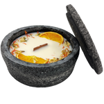 HANDGEMACHTE Citronella BETONKERZE Schwarz - Stilvolle Sojawachskerze für Ihr Zuhause. Outdoor Kerze mit Blütenverzierung und HOCHWERTIGEM Holzdocht aus dem Südschwarzwald