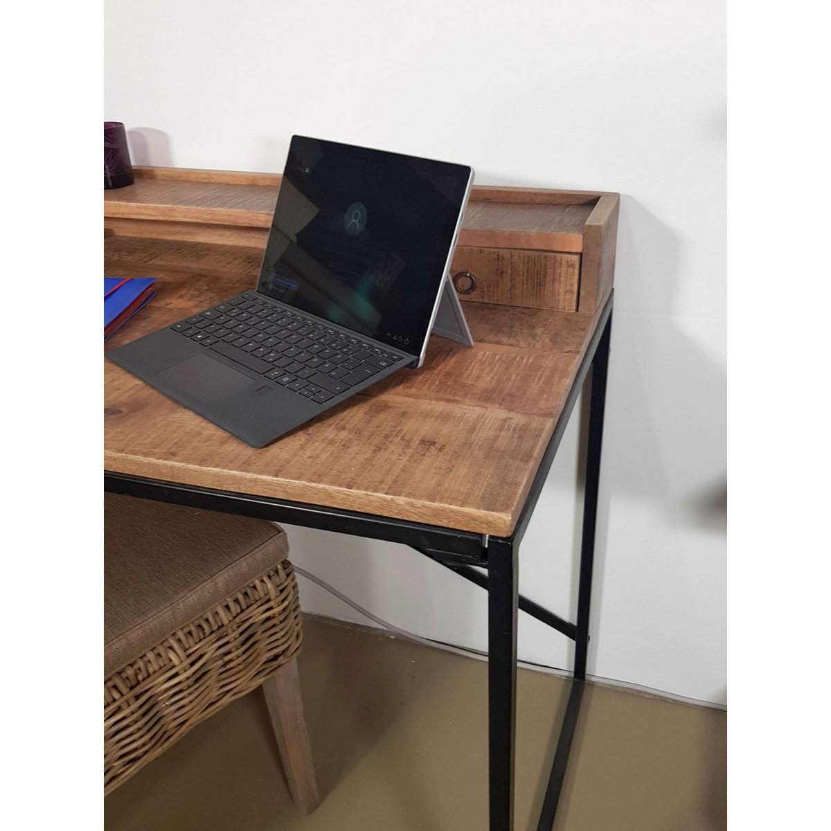 Industrial Schreibtisch Computertisch - 120x88x55cm - Liverpool - Metall-Gestell schwarz