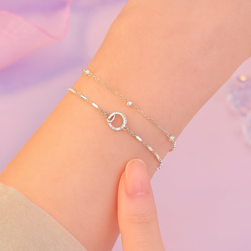 Armband aus 925er-Sterling-Silber, doppellagige Kette - Kreise