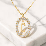 Kette mit Anhänger aus 925er Sterling-Silber, verschiedene Buchstaben im Strasskreis, 45cm