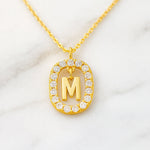 Kette mit Anhänger aus 925er Sterling-Silber, verschiedene Buchstaben im Strasskreis, 45cm