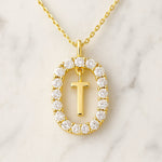 Kette mit Anhänger aus 925er Sterling-Silber, verschiedene Buchstaben im Strasskreis, 45cm