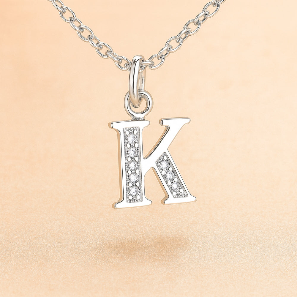 Kette mit Anhänger aus 925er Sterling-Silber, verschiedene Buchstaben, 45cm