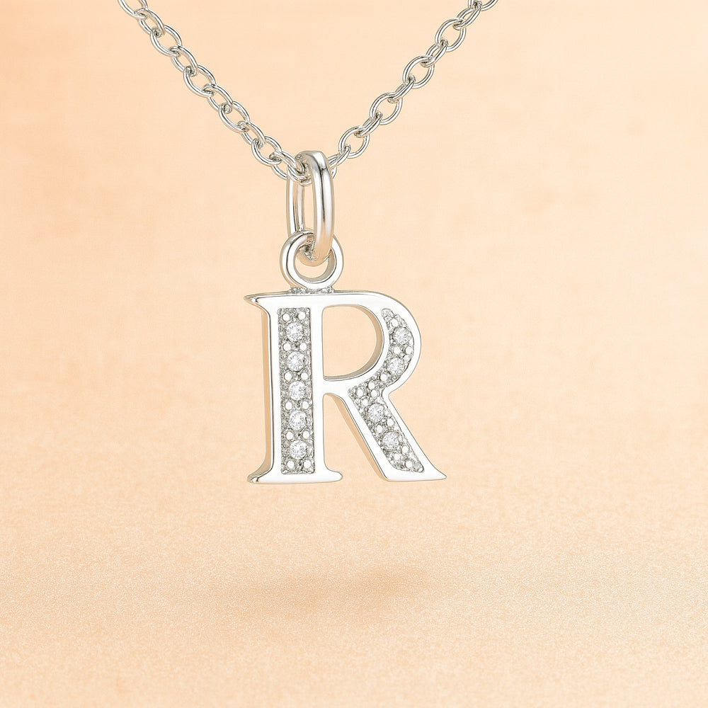 Kette mit Anhänger aus 925er Sterling-Silber, verschiedene Buchstaben, 45cm