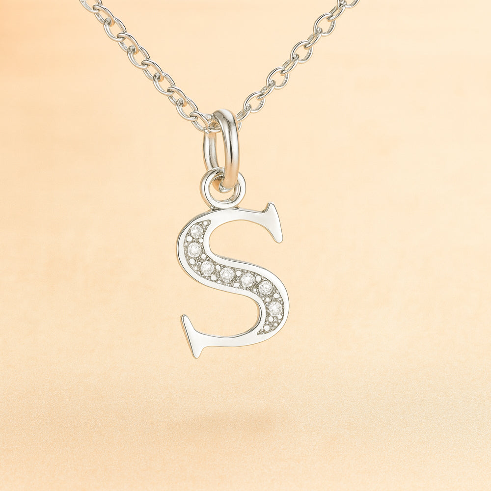 Kette mit Anhänger aus 925er Sterling-Silber, verschiedene Buchstaben, 45cm