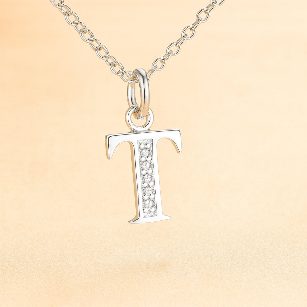 Kette mit Anhänger aus 925er Sterling-Silber, verschiedene Buchstaben, 45cm