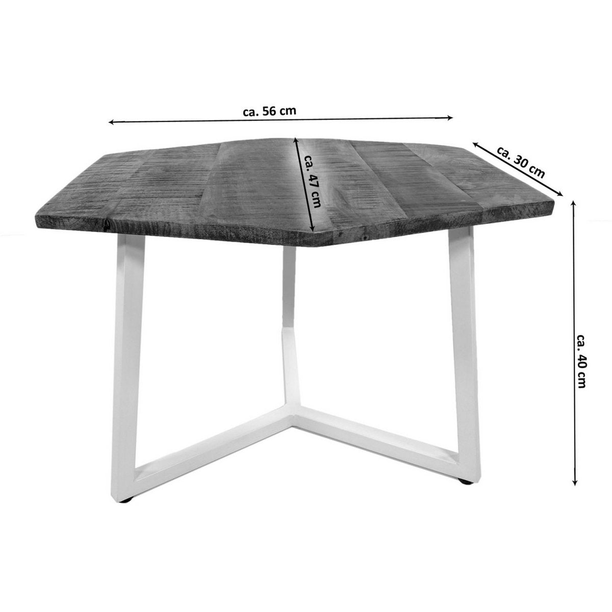 Beistelltisch - 56 x 47 cm - nachhaltig Wohnzimmer Tisch - Couchtisch - Nizza - Metall-Gestell