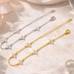 Armband aus 925er-Sterling-Silber, vierblättriges Blumenarmband, 19cm