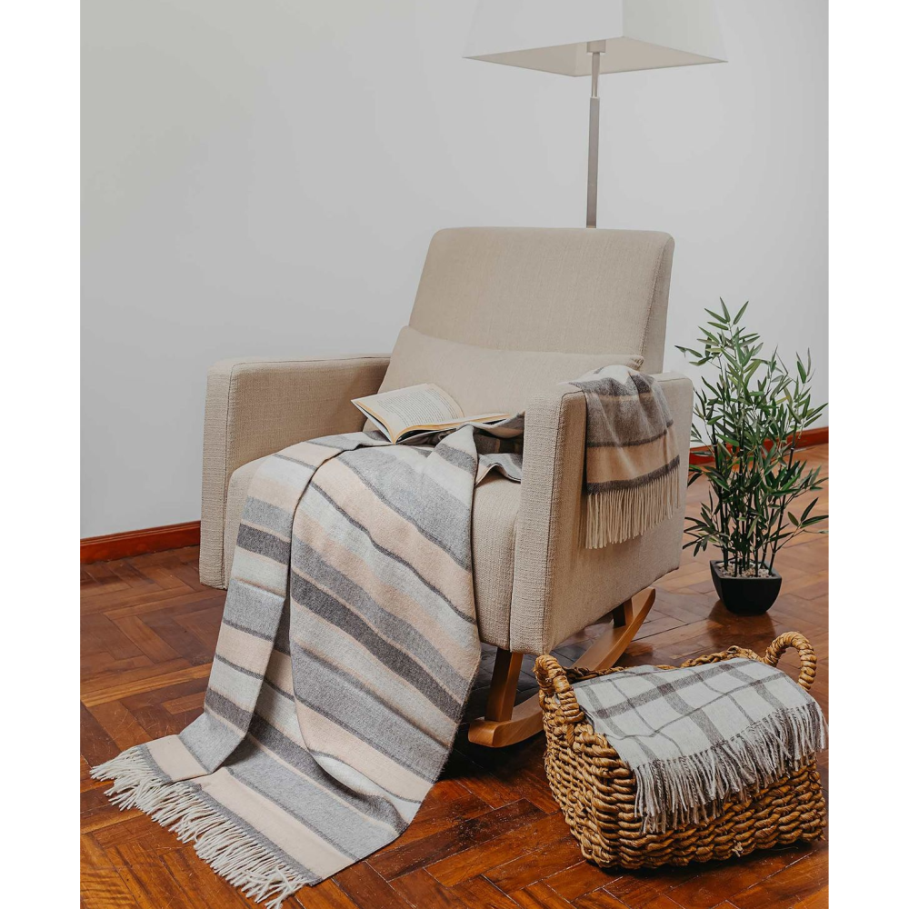 KUNA - Viscacha Decke – 100 % Baby‑Alpaka (Eco Line, ungefärbt)