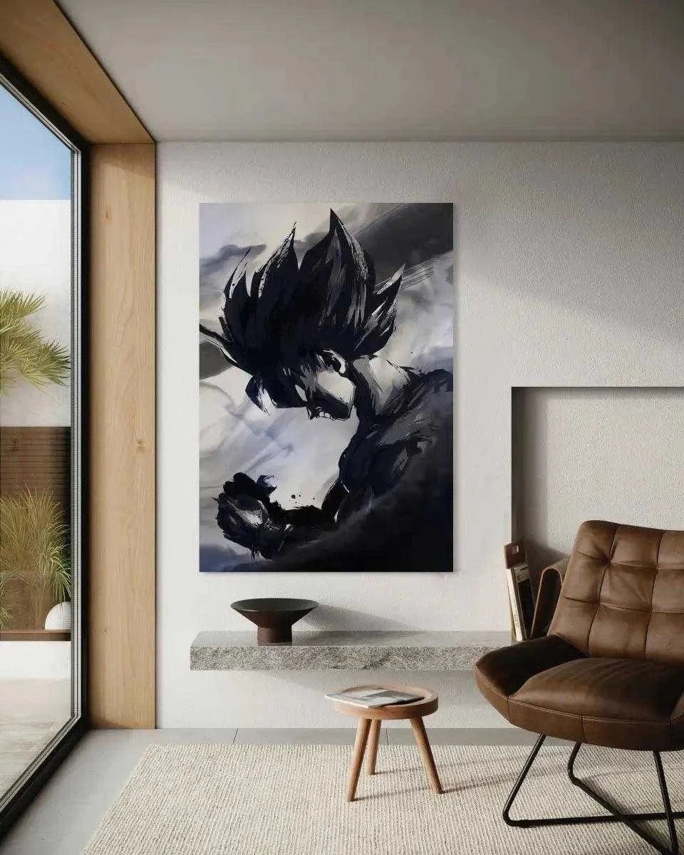 Goku Black and White - Dragon Ball - Anime Leinwandbild