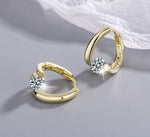 Ohrringe aus 925er Sterling-Silber, Creole mit klarem Kristallstein