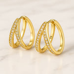 Ohrringe aus 925er Sterling-Silber, geteilte Strass-Creolen