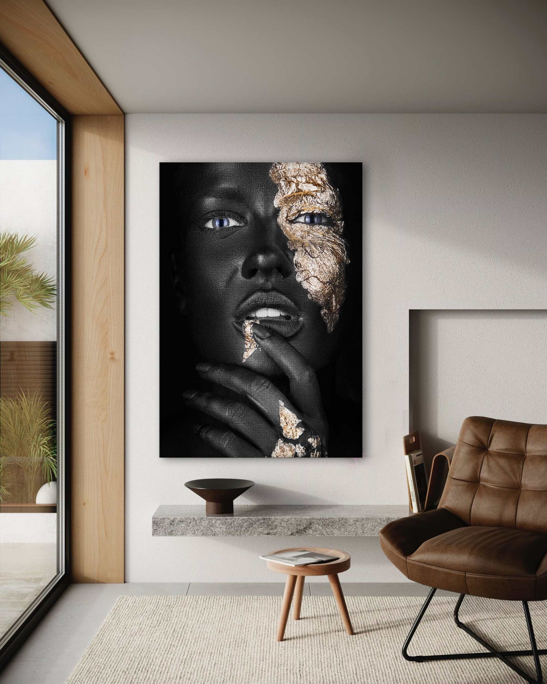 Golden Face IV - Leinwandbild Luxuriös