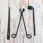 Kerzenpflege-Set Schwarz – Dochtschere, Kerzenlöscher & Dochtheber für Duftkerzen