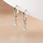 Ohrringe aus 925er Sterling-Silber, Kreis-Quadrat